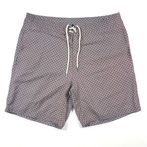 Faherty Classic Boardshort Size 32 7" Geo Pyramid Indigo Beach Vacation Swim GUC